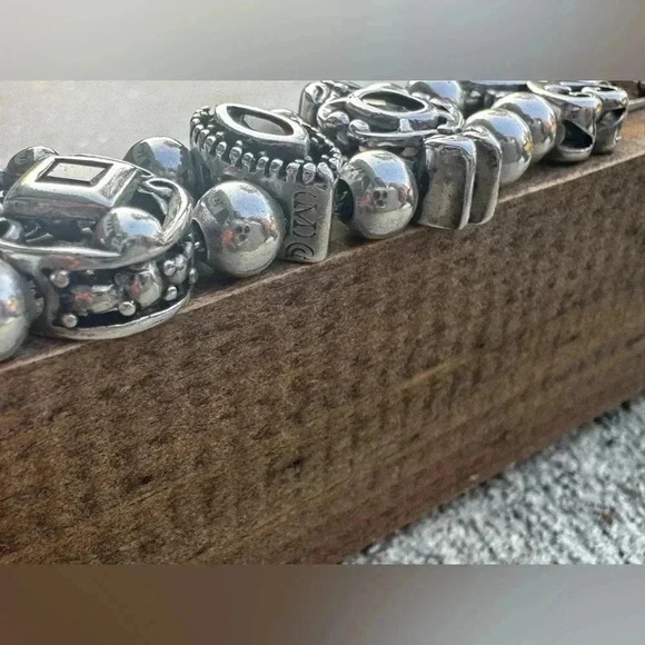 925 Sterling Silver Mixed Gemstone Slide Charm Bracelet - Picture 7 of 15